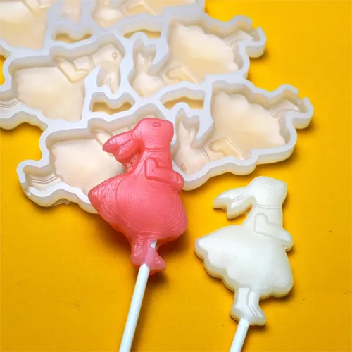 Vista 17 de mostsom Moldes de silicona para piruletas para pastel de pollitos para gelatina y dulces, moldes para tartas, formas variadas, decoración