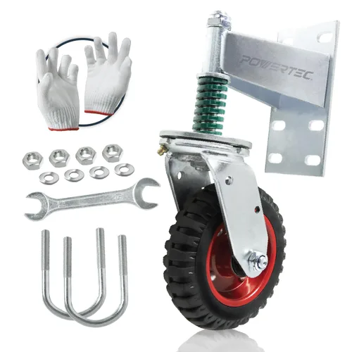 Vista 6 de POWERTEC Ruedas giratorias de 6 pulgadas, ruedas de placa fija resistentes con banda de rodadura de goma para banco de trabajo, carrito, carro