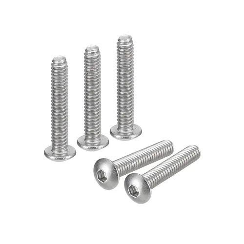 Vista 12 de uxcell #2-56x1 Tornillos con cabeza de botón y muesca hexagonal, 50 unidades de pernos hexagonales de acero inoxidable 304, tornillos allen de rosca