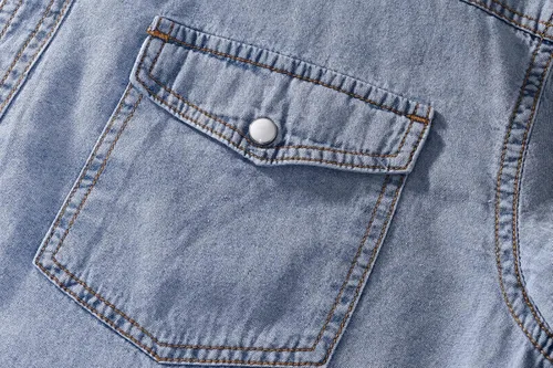 Vista 4 de Camisa vaquera de manga larga con doble bolsillo para hombre