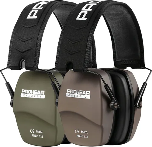 Vista 10 de PROHEAR 016 Shooting - Orejeras de protección para los oídos, paquete de 2, NRR 26dB para rango de armas, caza, negro y verde