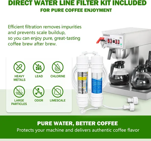 Vista 4 de NUPANT Cafetera Comercial de 12 Tazas, Cafetera Automática de Goteo con Relleno Automático y 3 Jarras de Vidrio, 3 Calentadores, Cafetera de Acero
