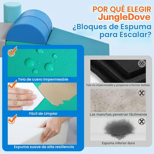 Vista 4 de Bloques de espuma de juguetes de escalada para niños: 6 bloques de escalada de espuma de cuero sintético para niños pequeños - Juego suave