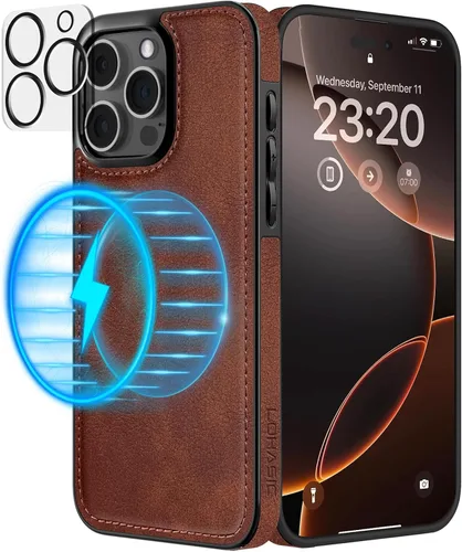 Vista 10 de LOHASIC MagSafe, funda de piel sintética suave y magnética para iPhone 15 Pro, de piel sintética, para hombres y mujeres, funda delgada de diseñador