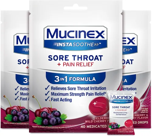 Vista 10 de Mucinex InstaSoothe Dolor de garganta + calmante sabor a miel y equinácea, acción rápida, potente analgésico oral para el dolor de garganta, 40