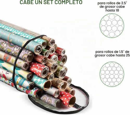 Vista 8 de ZOBER - Bolsa de almacenamiento para papel de regalo de Navidad Negro transparente