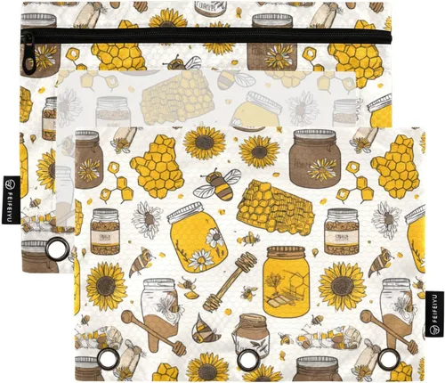 Vista 9 de SHJI Bolsas para carpetas, estuche para lápices Star Galaxy para carpetas de 3 anillas, paquete de 2 bolsas transparentes con cremallera