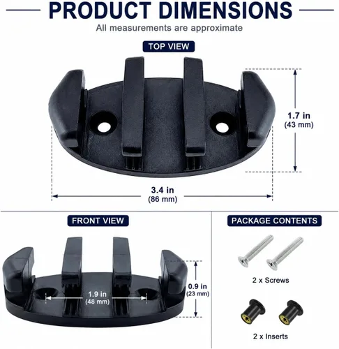 Vista 2 de Tacos de nailon para kayak en zigzag color negro, paquete de 2, tacos de cuerda resistentes para kayak, canoa, barco, acoplamiento, incluye
