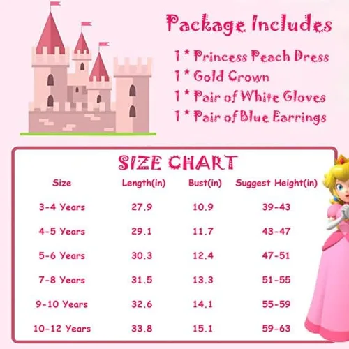 Vista 4 de AGRIBAZAAR Super Princess Costume Dress with Crown, Earrings and Gloves, 3-12Y