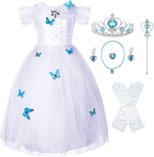Vista 18 de JerrisApparel Vestido de niña de flores, disfraz de princesa mariposa para niña