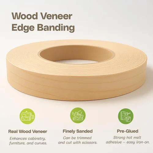 Vista 7 de Edge Supply Rollo de bandas de borde de chapa de madera preglued de arce de 1/2 pulgada x 50 pies, cinta de madera flexible, fácil aplicación