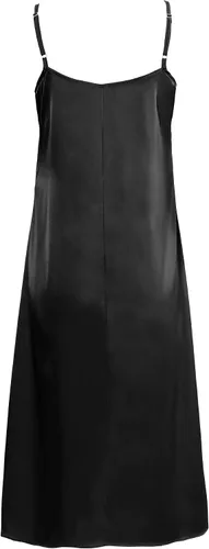 Vista 3 de Xintianji Vestido básico de satén sedoso para mujer, holgado, con cuello en V, sexy, tirantes ajustables, vestidos de camisón