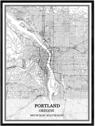 Vista 6 de TANOKCRS Milwaukie Oregon USA America Map - Póster impreso en lienzo sin marco, moderno mapa blanco y negro, regalo de recuerdo, decoración
