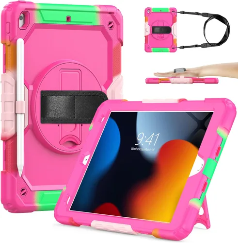 Vista 8 de SIBEITU Funda compatible con iPad de 9ª/8ª/7ª generación con protector de pantalla para bolígrafo, funda para iPad de 10.2 pulgadas, funda