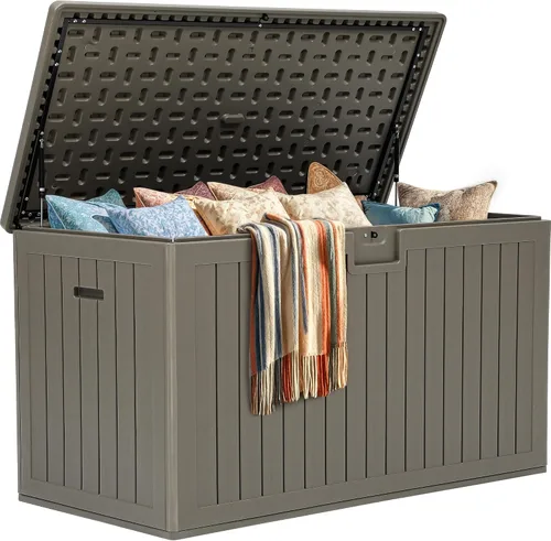 Vista 15 de [Usado] YITAHOME Caja de cubierta para exteriores de 35 galones, caja de almacenamiento impermeable con cerradura, contenedor de almacenamiento