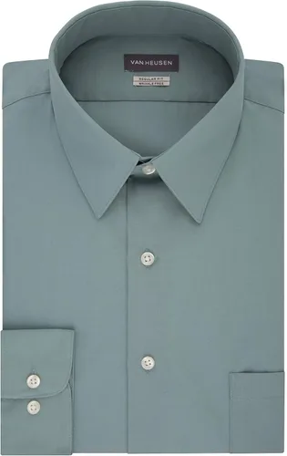 Vista 3 de Van Heusen - Camisa de vestir de popelina para hombre, corte regular, unicolor