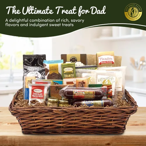 Vista 2 de Gift Basket Village Cesta de regalo de salchichas y queso gourmet favorita de papá: galletas, quesos, salchichas, galletas, mostazas, nueces y más