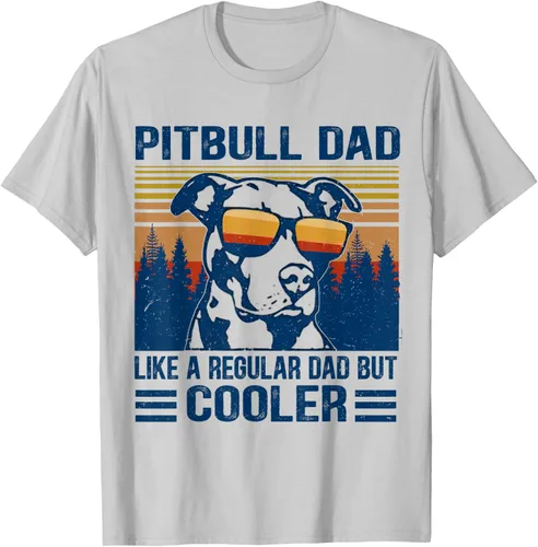Vista 6 de Camiseta divertida retro de Pitbull Dad Like A Regular Dad But Cooler Gris Oscuro