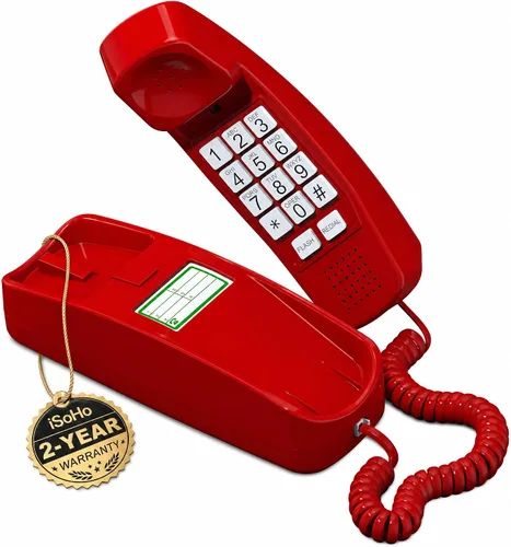 Vista 12 de iSoHo - Teléfono con cable de botón grande para personas mayores, teléfono fijo fácil de usar con teclado iluminado, auricular ergonómico y sin Negro