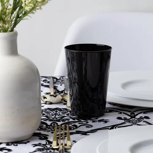Vista 2 de PLASTICPRO Vasos desechables de plástico negro de 12 onzas para fiestas y bodas, paquete de 20