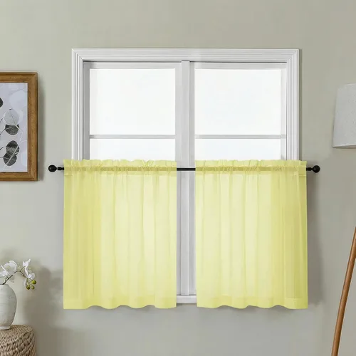 Vista 183 de Gwine Cortinas transparentes negras de 108 pulgadas de largo Negro