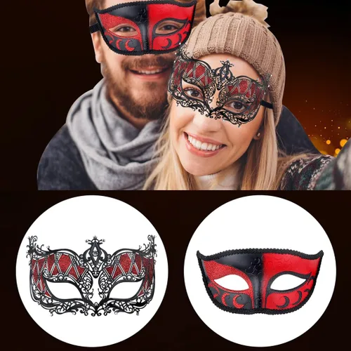 Vista 5 de IETANG - Máscara veneciana para parejas, accesorio de disfraz de fiesta.