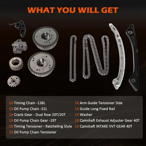 Vista 5 de Kit de cadena de distribución del motor w/VVT para Discovery Sport 2015-2018 1999CC 122Cu para Evoque 2.0L 2012-2017 Reemplazar #