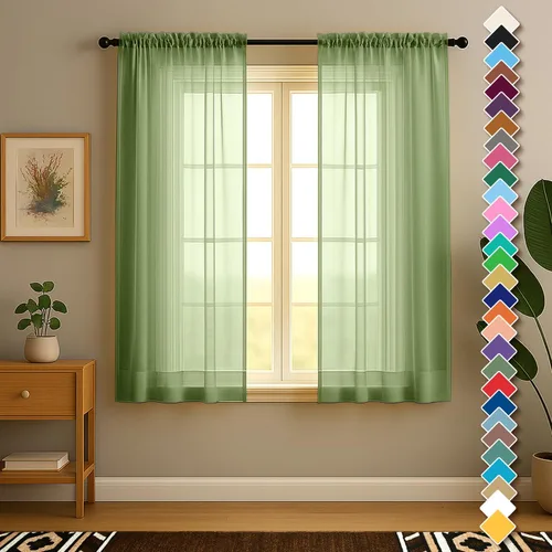 Vista 50 de YHSF Cortinas traslúcidas – Juego de 2 paneles para decoración del hogar – Elegantes cortinas de gasa sólida con bolsillo para barra