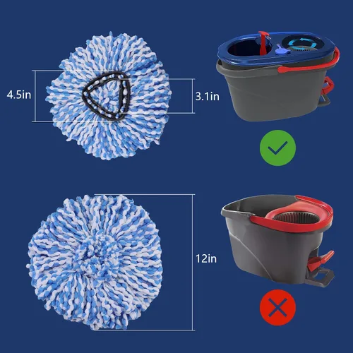 Vista 4 de Juego de 4 cabezales de repuesto de trapeador compatibles con el sistema O Cedar RinseClean de 2 tanques, 2 unidades de repuesto de cabezal