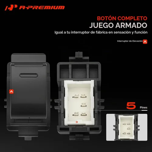 Vista 4 de A-Premium - Interruptor de elevalunas eléctrico delantero derecho o trasero