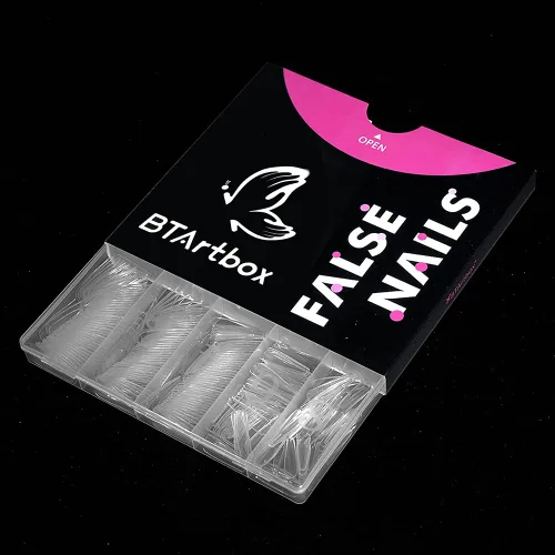 Vista 5 de BTArtbox Uñas postizas transparentes de cobertura completa con estuche Transparente - Cubierta completa - Ataúd - Largo