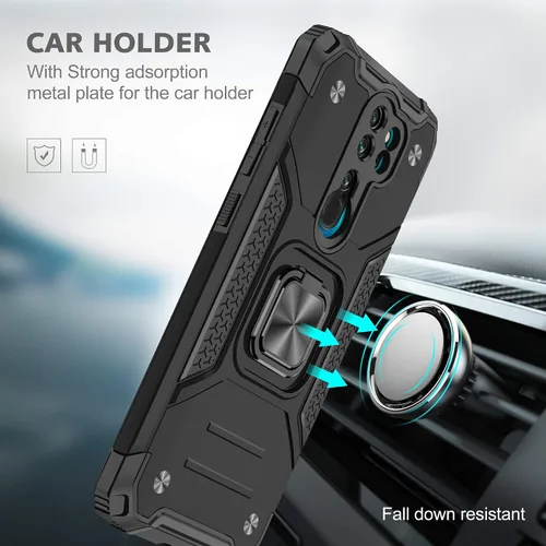 Vista 3 de Asuwish Funda de teléfono para Xiaomi Redmi Note 8 Pro con protector de pantalla de vidrio templado y soporte de anillo soporte delgado híbrido
