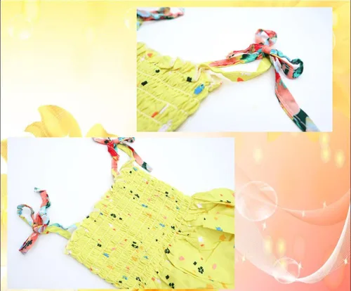 Vista 5 de Vestidos bohemios para niñas, floral, sin mangas, arcoíris, playa, con collar, 2-12T