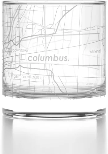 Vista 144 de Well Told Vaso de rocas grabado con mapa de Akron, Ohio, cristalería estilo antiguo (325ml, transparente) Vaso de bourbon grabado, regalos