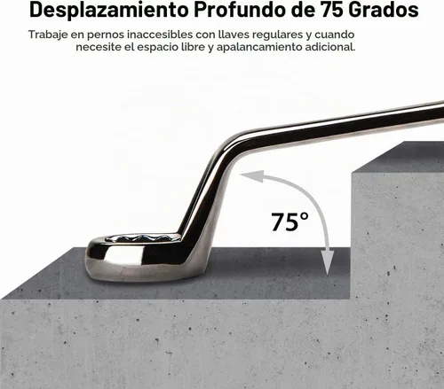 Vista 2 de Capri Tools Llave de extremo de caja doble de desplazamiento profundo de 75 grados de 1/2 x 9/16 pulgadas