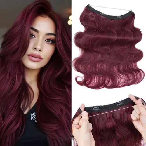 Vista 50 de Extensiones de cabello humano real, extensiones de cabello humano 100 % humano, extensiones de clip, ondulado, negro azabache 01, 2.46 oz/18 pulgadas
