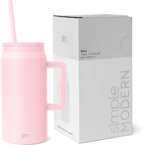 Vista 19 de Simple Modern - Vaso de 1,5 l con asa y tapa con pajita, botella de agua grande de acero inoxidable reutilizable con aislamiento, regalos para Negro