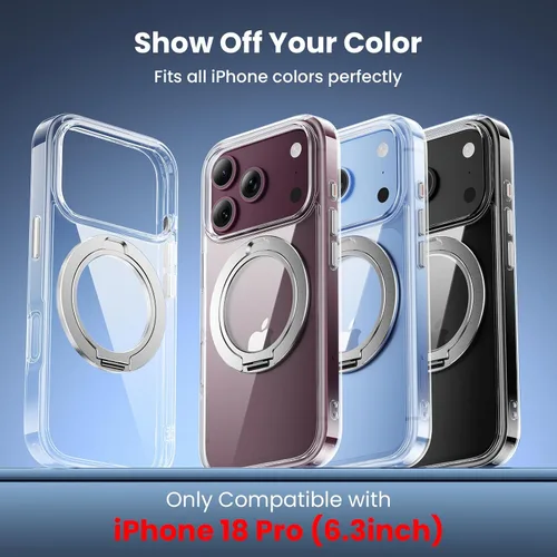 Vista 2 de Soporte de anillo de 360° para iPhone 18 Pro, transparente