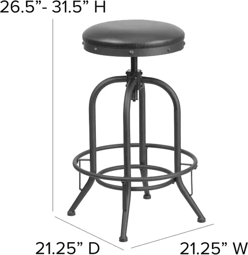 Vista 3 de Flash Furniture Carrington Taburete de bar de 30 pulgadas con asiento giratorio LeatherSoft negro