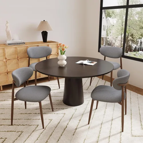 Vista 12 de MALOL Juego de 2 sillas de comedor tapizadas con respaldo curvo, color Beige