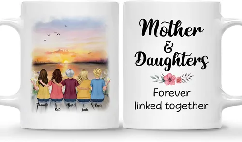 Vista 12 de Gossby Tazas personalizadas para mamá, regalos personalizados para mamá de hijas, hijos con avatares, nombres, cumpleaños, día de la madre, regalos