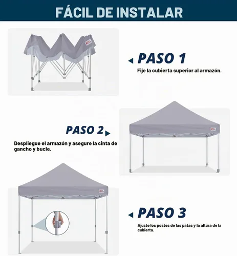 Vista 5 de MASTERCANOPY Carpa Plegable de Grado Comercial 10x10 pies Refugio Instantáneo (Gris)