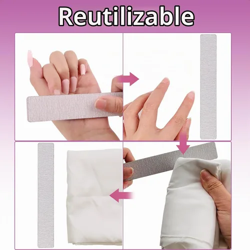 Vista 4 de Paquete de 24 limas de uñas, grano 100/180 de doble cara, profesional, reutilizable, lavable, lima de uñas, herramientas de manicura para uñas