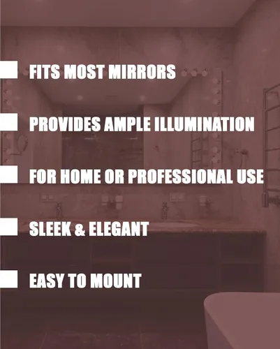 Vista 4 de Lighting - Tira de tres luces para tocador de estilo Hollywood con placas cromadas, accesorios de calidad de salón para dormitorio, baño, vestidor