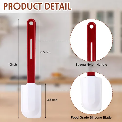 Vista 2 de Juego de 3 espátulas de silicona de alta temperatura resistentes al calor, espátula de silicona comercial resistente con mango para cocina, hornear