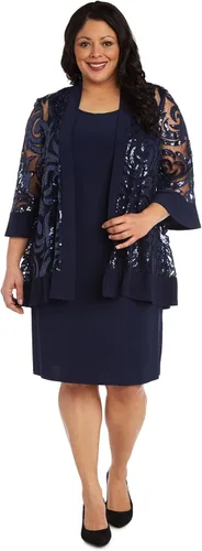 Vista 6 de Elegante vestido recto geométrico hasta la rodilla con manga 34 drapeado chaqueta Flyaway