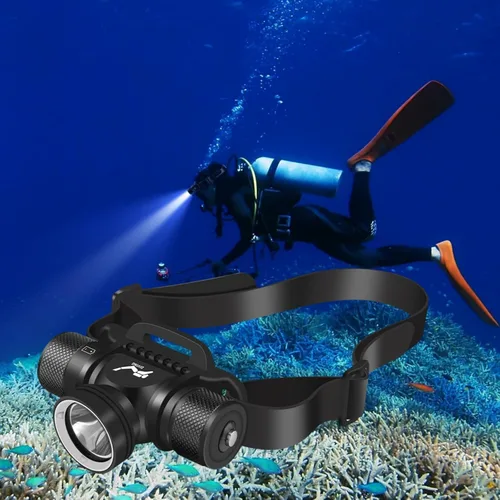 Vista 5 de WINDFIRE Luz de buceo, linterna de buceo de largo alcance, linterna de buceo de 5 modos, linterna de buceo ultra brillante, IPX8, impermeable, bajo