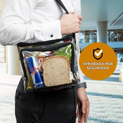 Vista 3 de SP HOME GOODS Bolsa transparente aprobada para estadios con correa ajustable, compartimento frontal de almacenamiento y bolsillos de malla, bolsas
