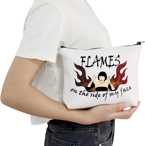Vista 5 de POFULL Regalo blanco del amante de la película en el lado de mi cara con cremallera bolsa bolsa regalo de película, Bolso Flames On The Side Of My