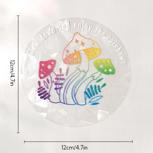 Vista 7 de Olicard Adhesivo de atrapasoles para interiores, película de prisma de arco iris para decoración de dormitorio, calcomanías de ventana anticolisión
